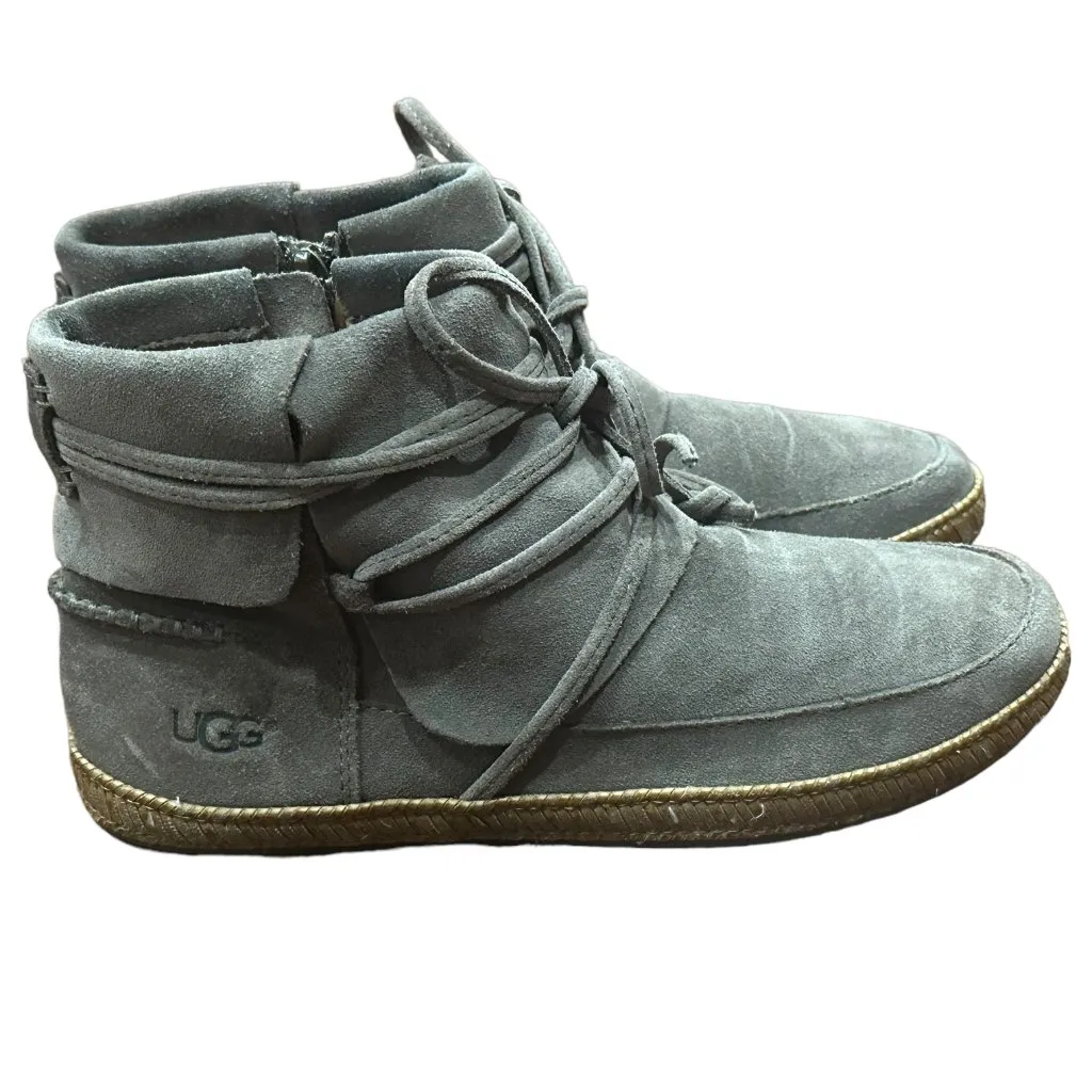 UGG #1019129 Reid Lace Up Suede‎ Moccasin Bootie Grey Size 6.5 - Image 3