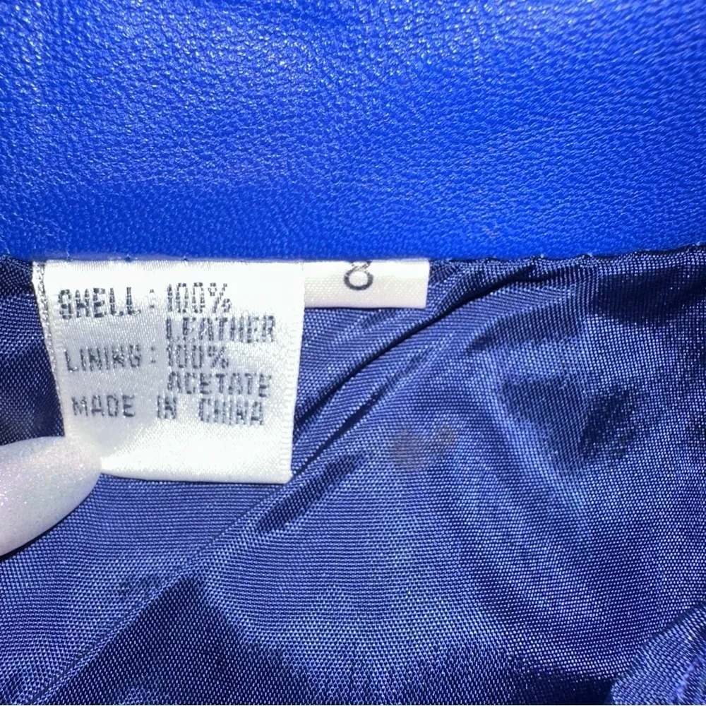 Cedars Womens Vintage Leather Pencil Skirt 8 Blue Office Party Cowgirl - Image 6