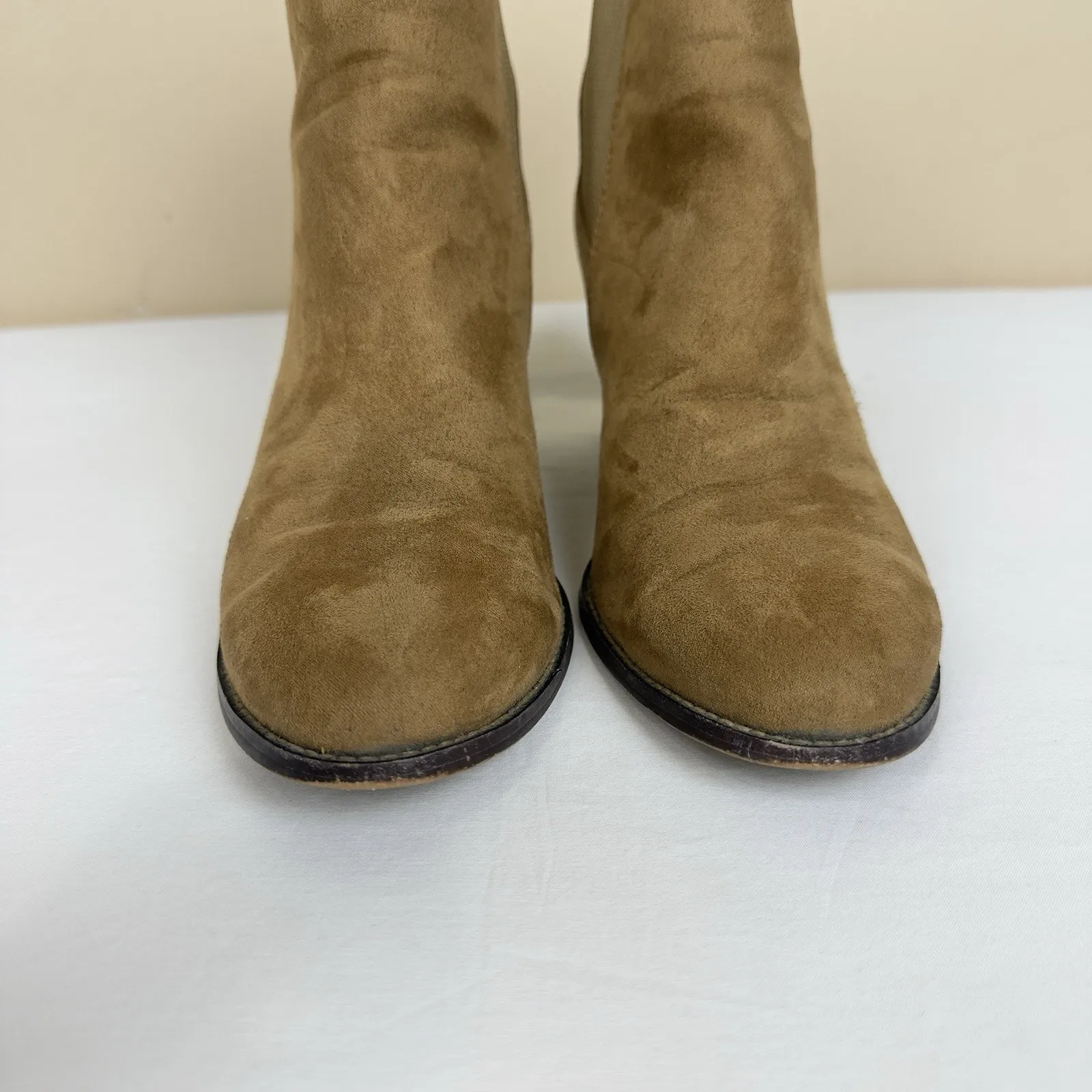 J. Crew Rory Camel Microsuede Heel Ankle Boots, Size 6.5 - Image 5