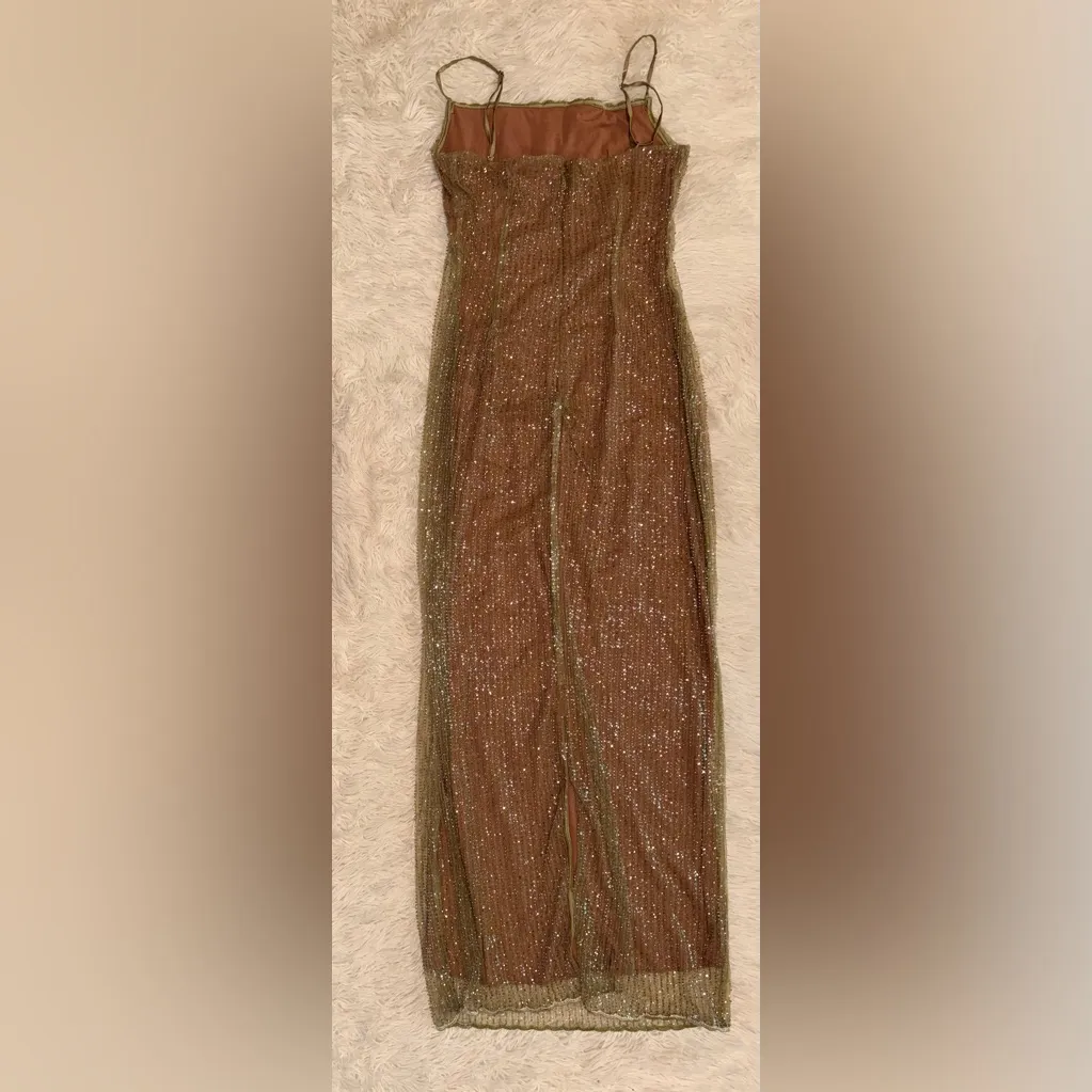 NWOT House of CB 'Alondra' Cafe Au Lait Beaded Maxi Dress sz L - Image 11