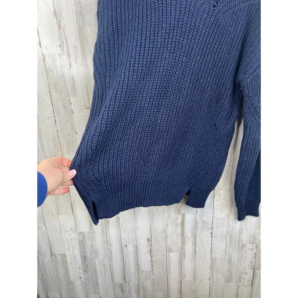 Caslon Blue Knit Sweater Crew Neck Long Sleeve Pullover Size S - Image 3