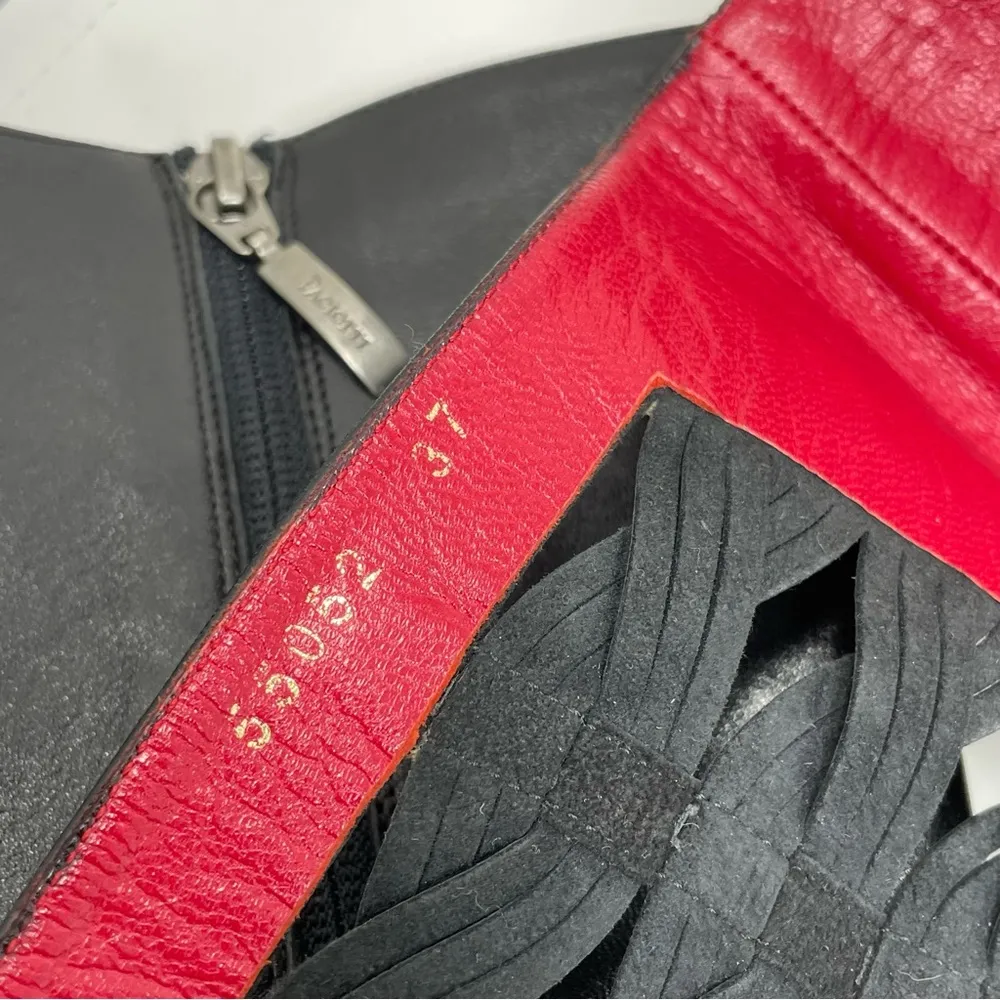 Cesare Paciotti Slim Leather Boots size 37 Black Cross Weave Pointed Toe - Image 10