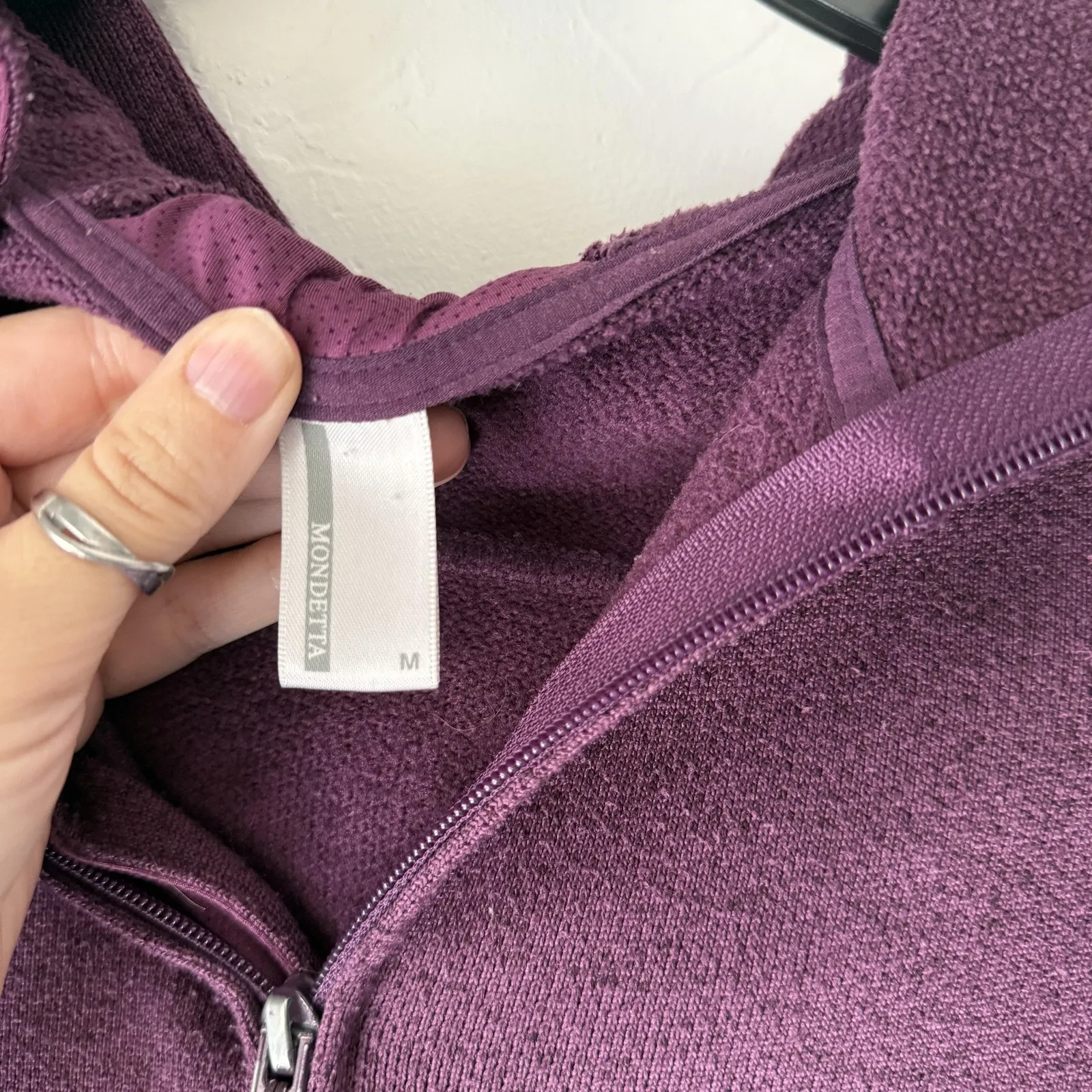 Mondetta Jacket Womens Medium Purple Full Zip Hoodie Embroidered Hood Activewear - Image 5