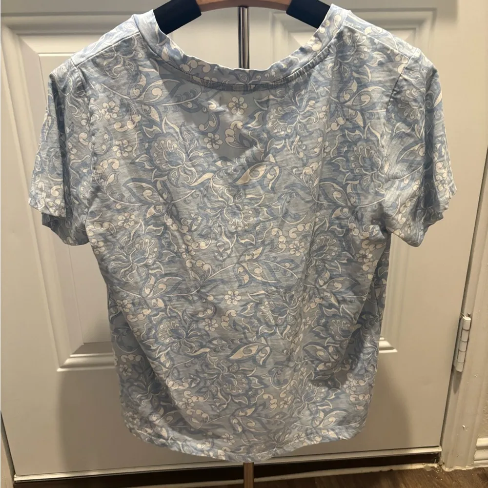 C&C California - Blue Floral V Neck Top Logo 100% Cotton Womens - Size Small - Image 2