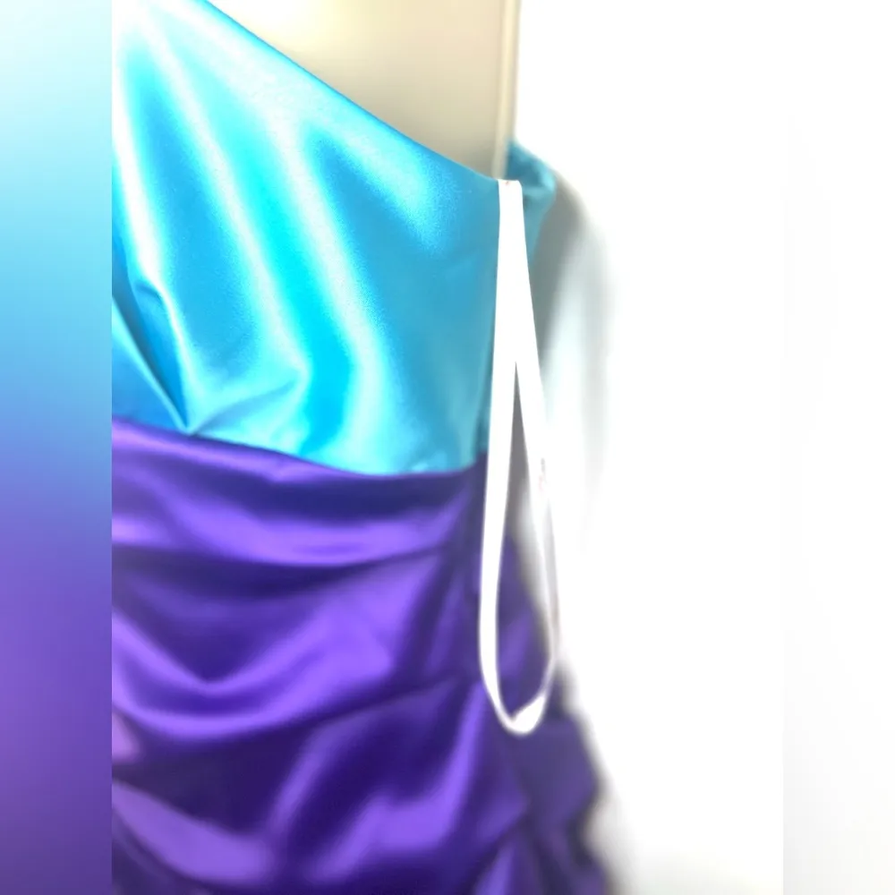 Suzi Chin for Maggy Boutique Size 6 FORMAL One Shoulder Color Blocking Dress - Image 6