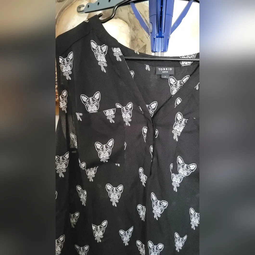 Torrid Harper black sleeveless French Bulldog shirt 2 - Image 2