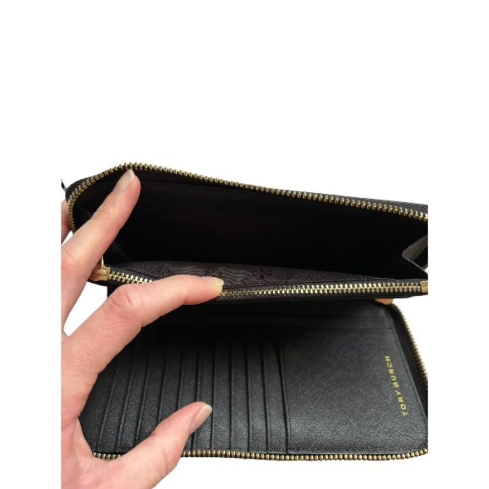 Women's AUTH Tory Burch Black Leather Emerson Top Zip Tote & Matching Wallet EUC - Image 12