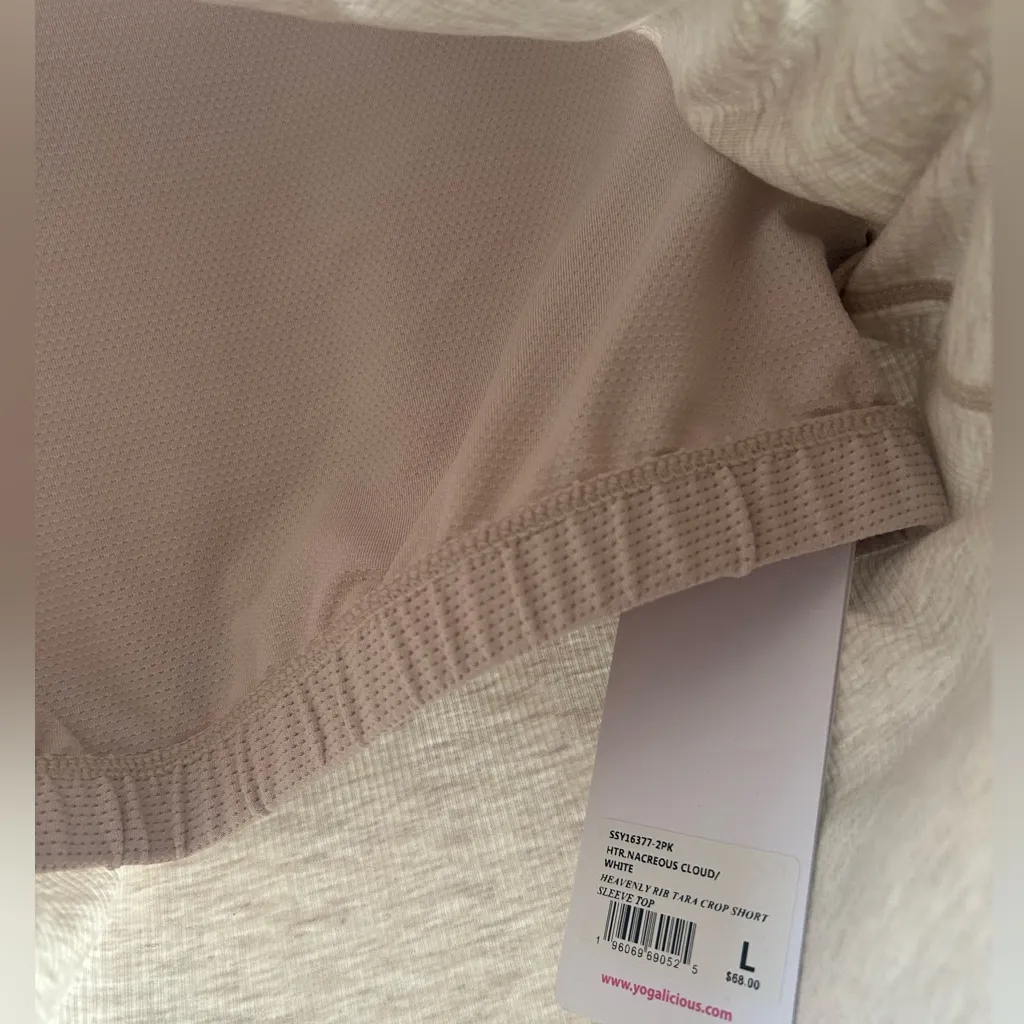 Totalities Heavenly Rib Tara Crop Short Sleeve with Inner Shelf Bra Ribbed Sz L - Image 5