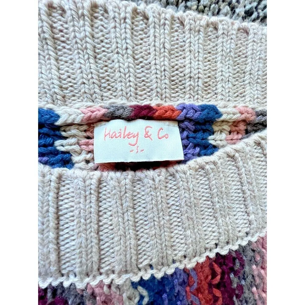 Hailey &‎ co Womens embroidered crochet knit bohemian blouse crop top size S. Blue - Image 2