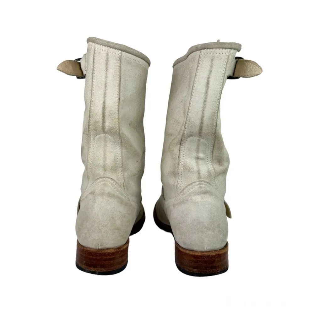 Sendra 2944 Womens Leather Engineer Bikers Boots Sz 8 White Distressed Buckle - Image 10