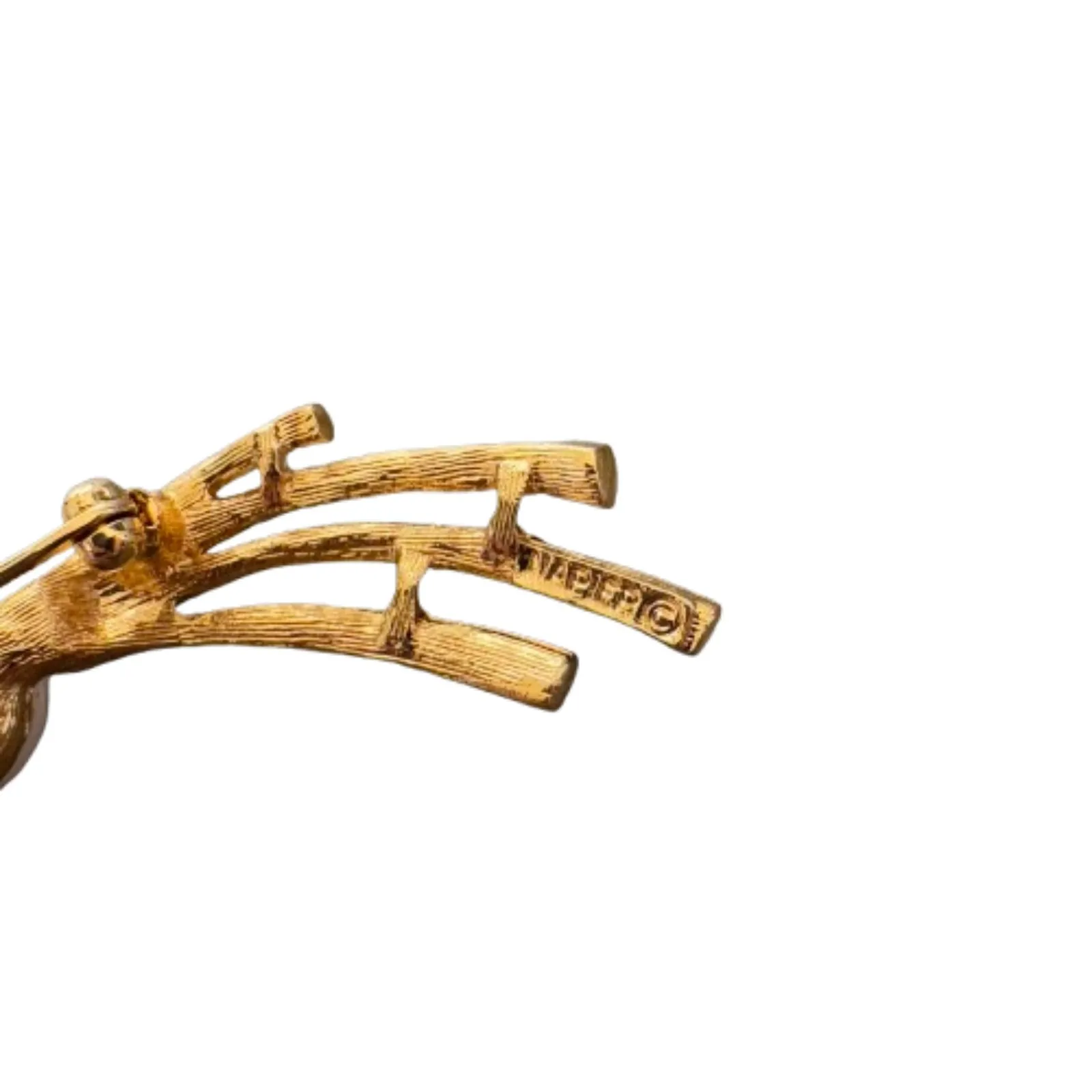 Vintage Napier Gold Tone Pearl Bouquet Brooch Feminine‎ - Image 4