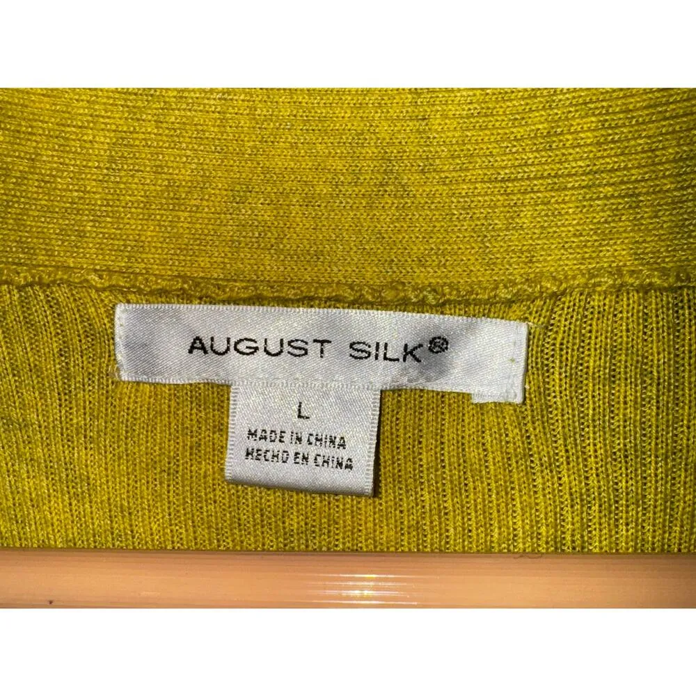 August Silk Green Ruffle Hem Open Cardigan Sweater Size L Olive Green Butterfly - Image 6