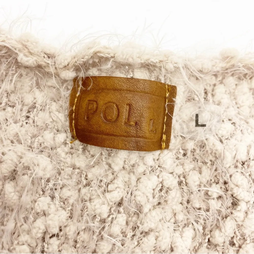 POL Clothing NEW Popcorn Eyelash Fuzzy Longline Open Front Cardigan Oatmeal Tan - Image 7