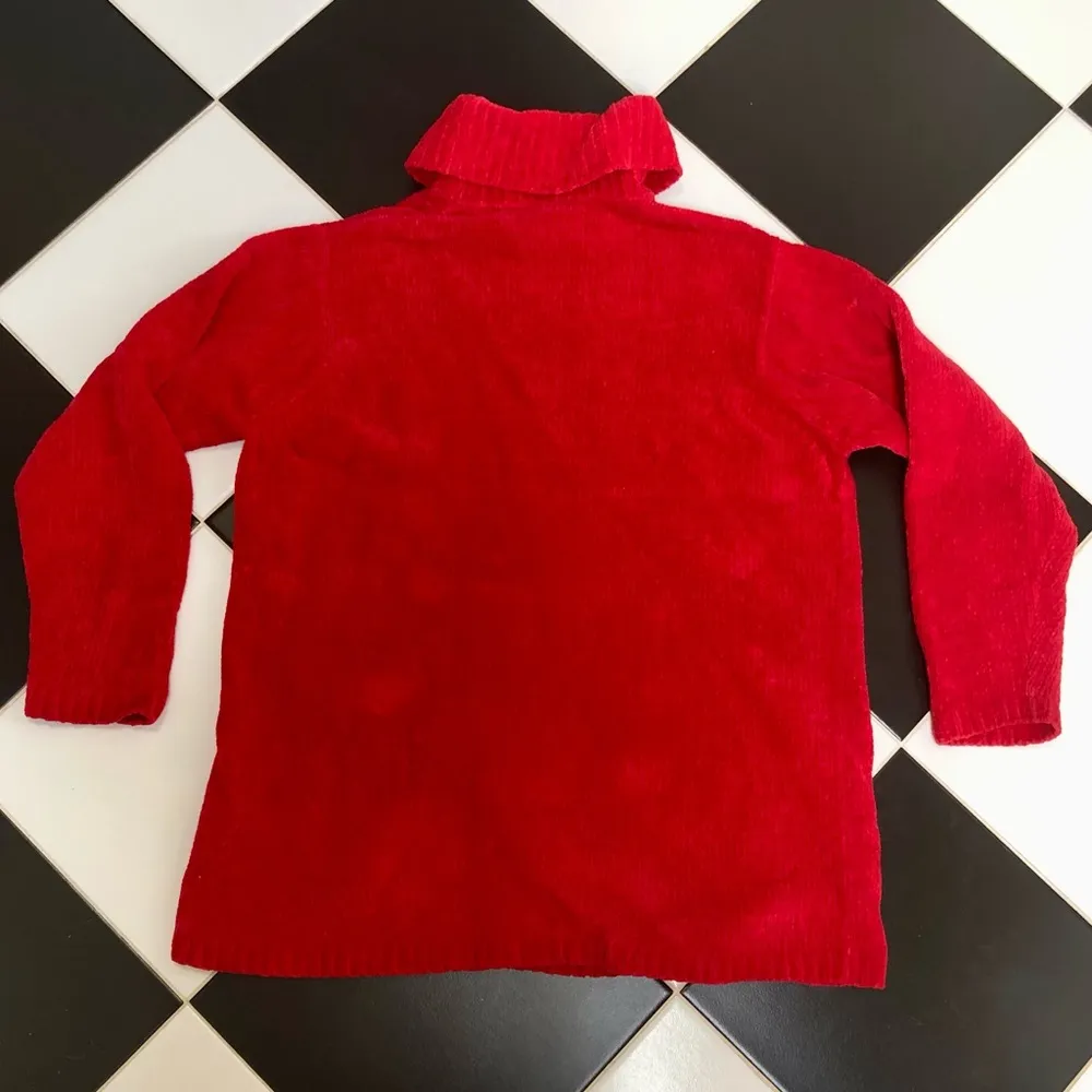 Vintage 90s Y2K  Chenille Turtleneck Sweater Oversized Boxy Fit M - Image 2