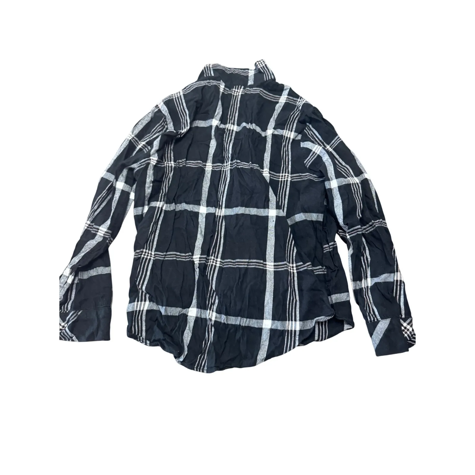 Victorias Secret Size Small Plaid Button Up Longsleeve Pajama Top Black White - Image 2