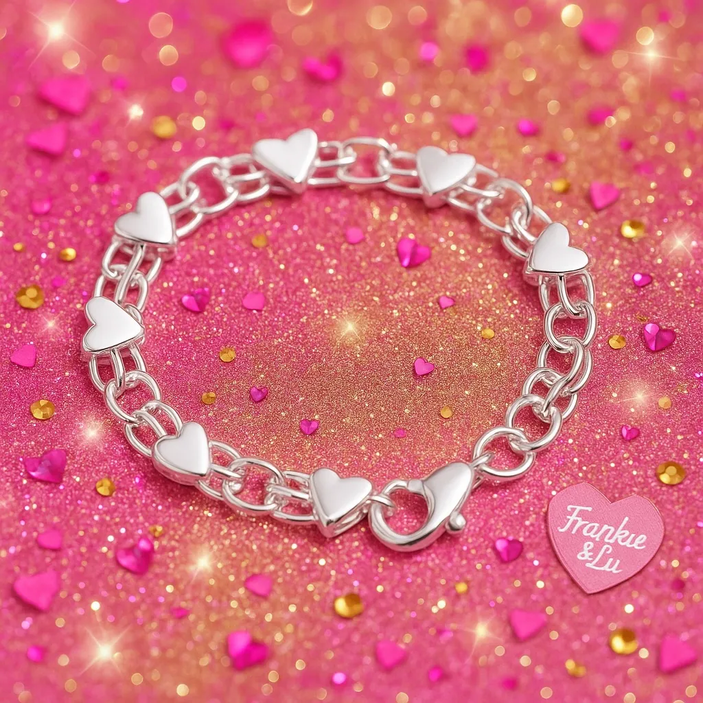 Stainless heart link bracelet coquette chain stacker Silver - Image 3