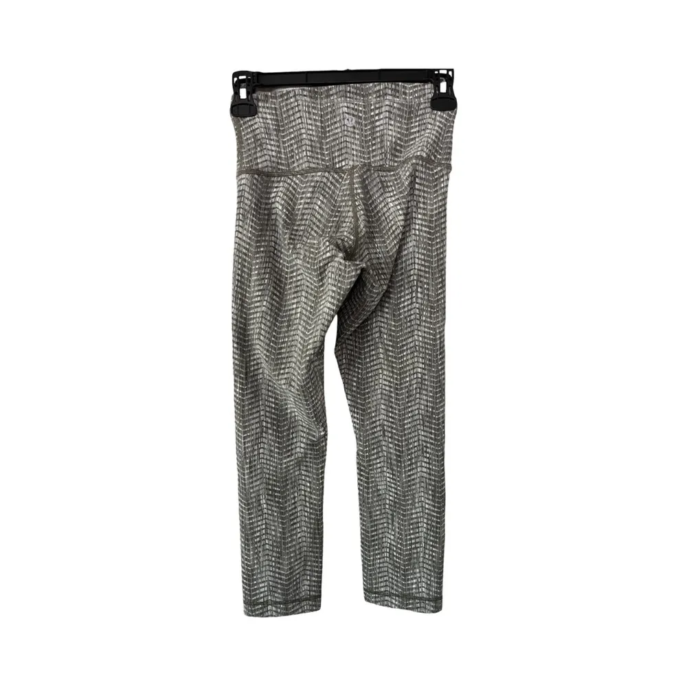 Lululemon Wunder Under 21” Leggings Size 4 Areow Jaquard Dark Olive Gray Sage - Image 2