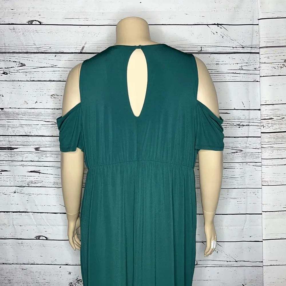 Torrid Size 4 Green Surplice V-Neckline Cold Shoulder Faux Wrap Dress - Image 6