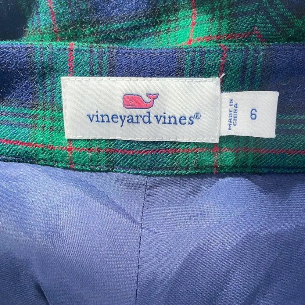 Vineyard Vines Womens Toboggan Tartan Ankle Pants Blue Green Plaid Wool Blend - Image 3