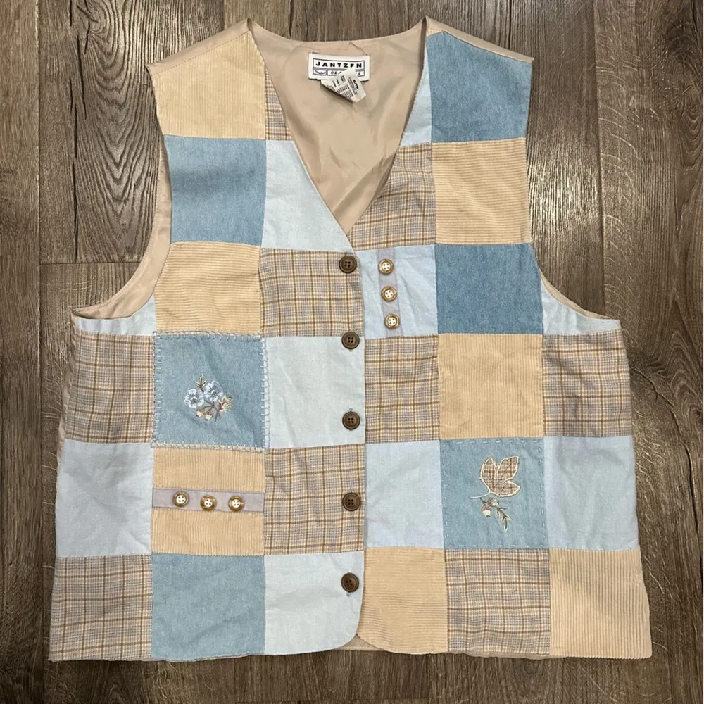 Vintage Jantzen Vest Women's XL Patchwork Linen 90's Y2K Embroidered Grandma - Image 10