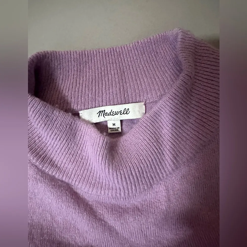 Madewell Lavendar Purple Wool Blend Ashbury Mock Neck Collared Women’s Sweater M - Image 2