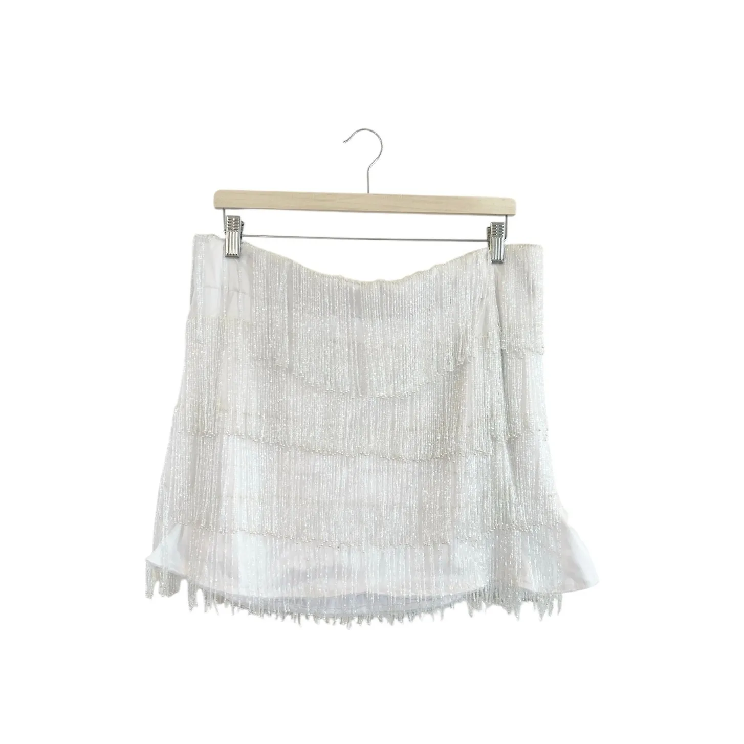 Show Me Your Mumu Swift Fringe Skort in White Beaded Fringe XL - Image 2