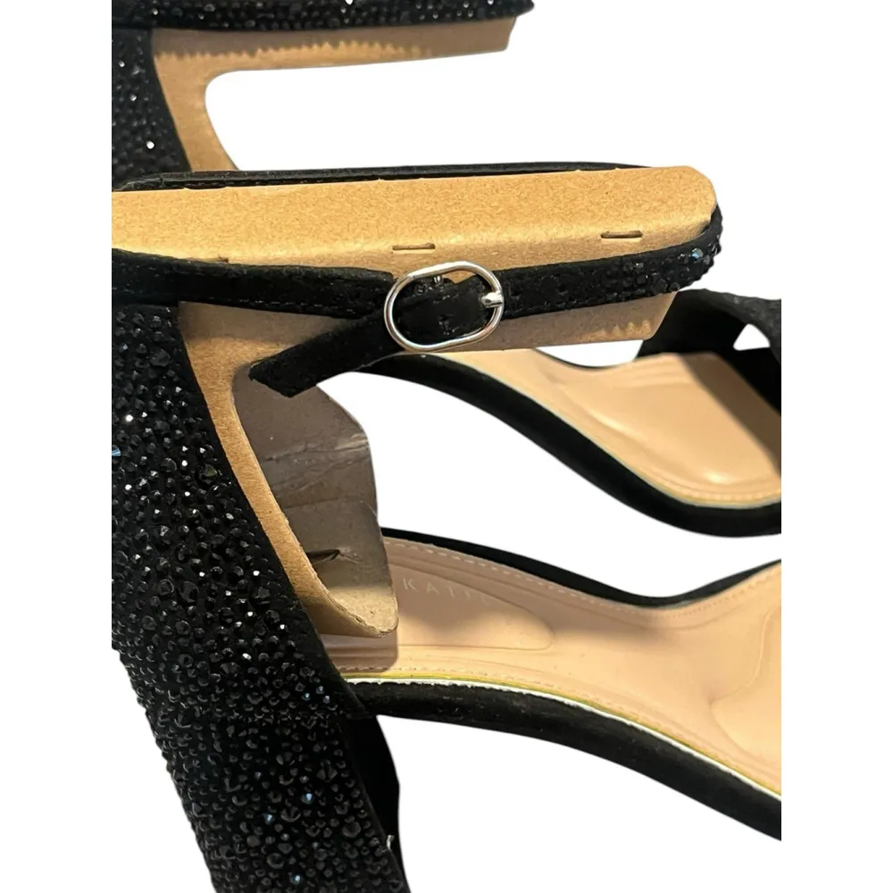 Kelly & Katie Heels Caital XW Size 7.5 Black Wide Block 3.25 Heel Shoe Sparkle - Image 7