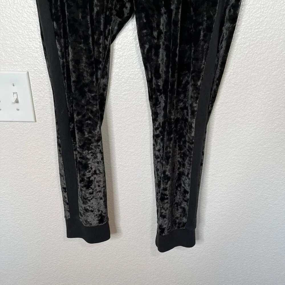 Victorias Secret PINK Womens Black Velvet Drawstring Jogger pants Size L - Image 4
