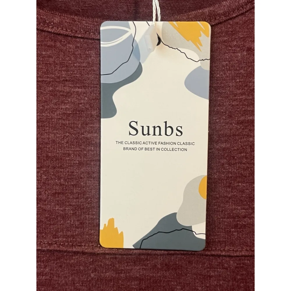 Sunbs Blouse Womens Size Medium Burgundy Short Sleeve Lace Detail Round Neck NWT Red - Image 7