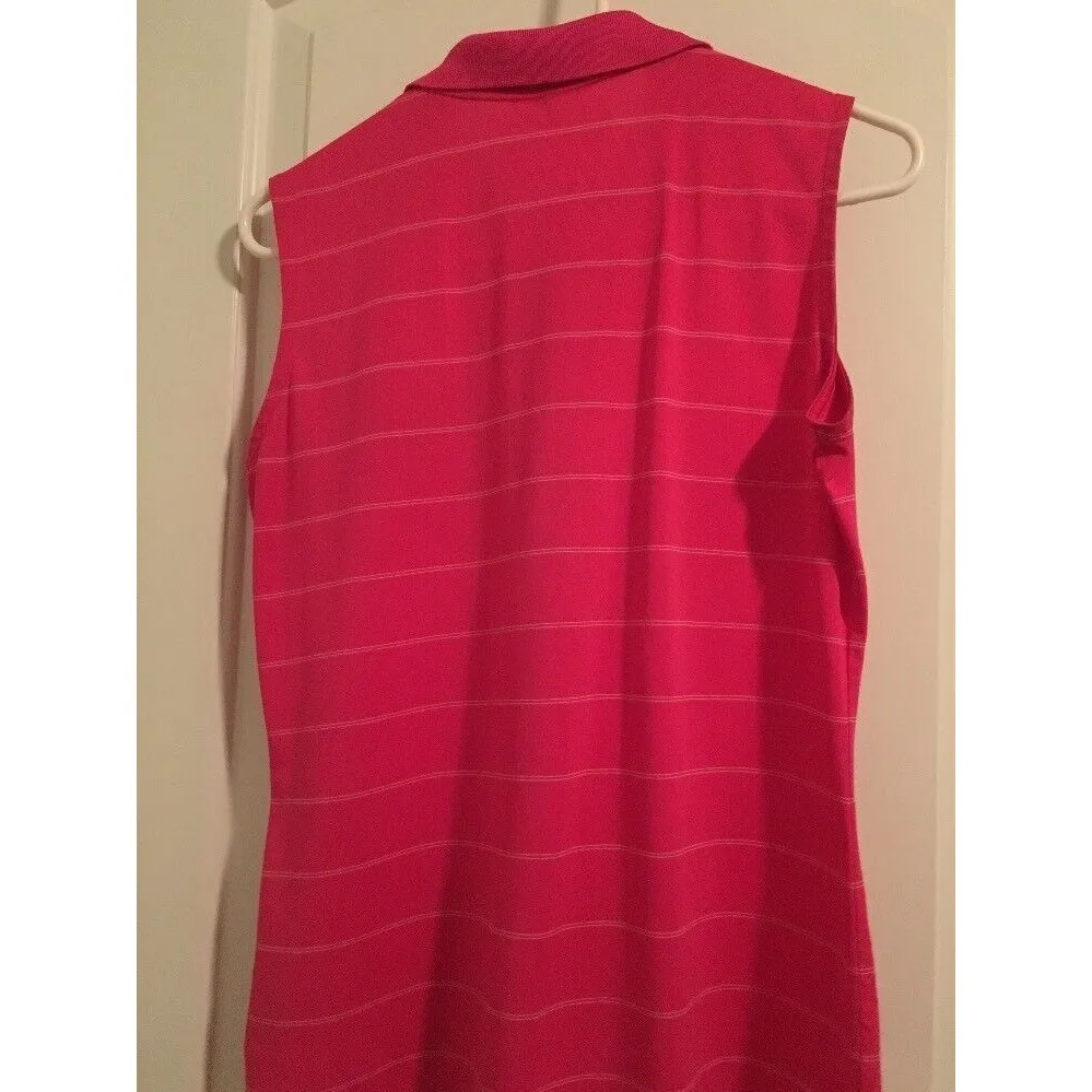 Nike Dri-Fit Women's Sleeveless White Striped Polo Shirt "HPU" Size Medium - Image 6