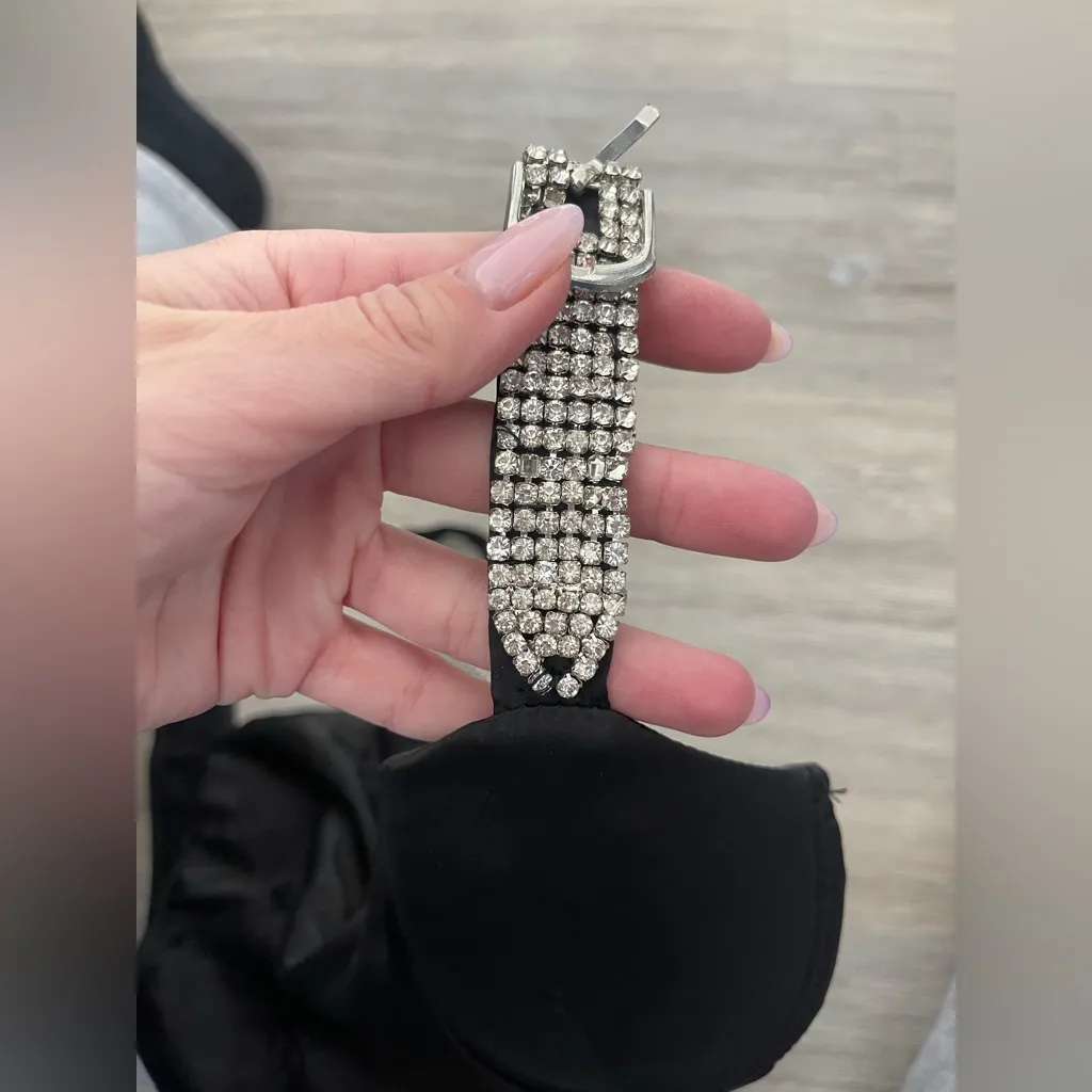 PLT BLACK SATIN RHINESTONE STRAPS BODY US4 - Image 5