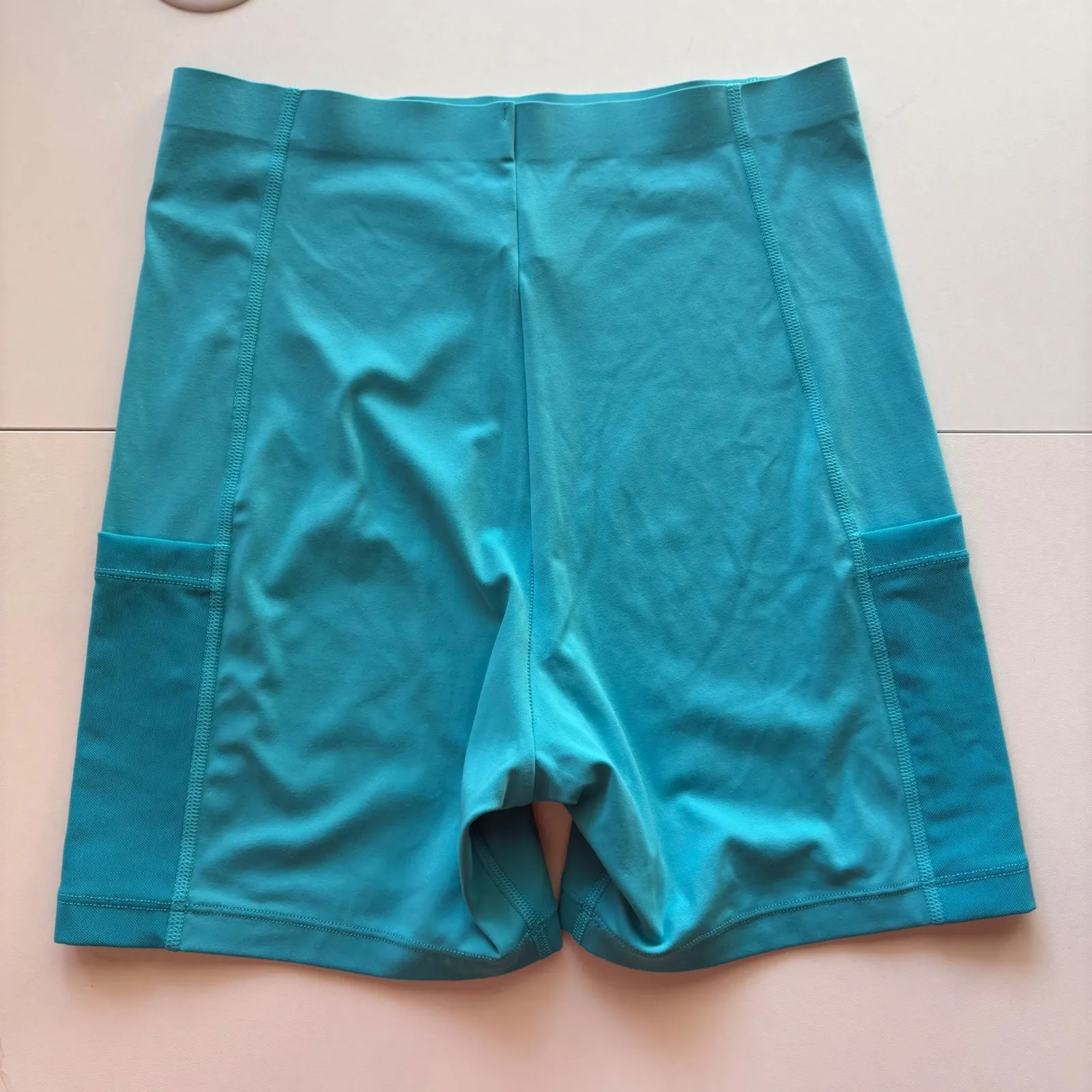 Greyson Women's Turquoise Blue‎ Athletic Biker Shorts With Pockets - Image 2