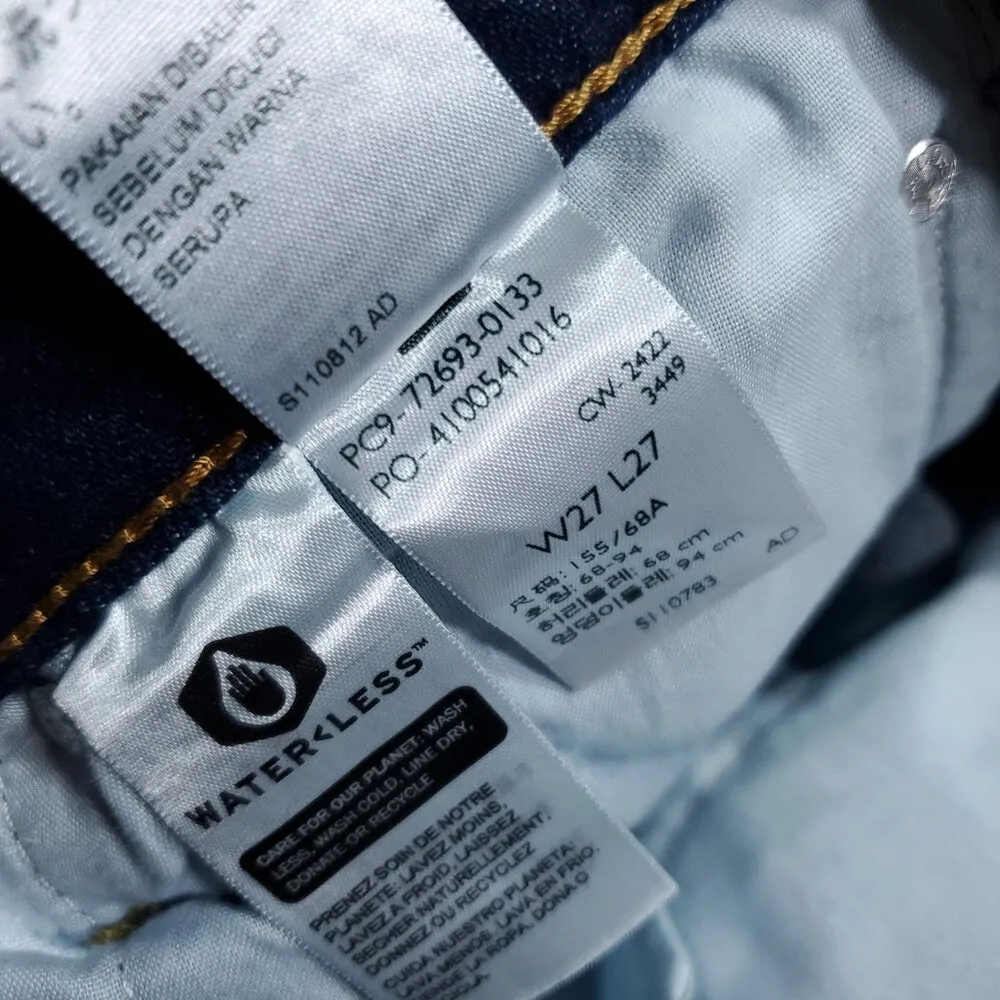 Levi's Ribcage Straight Ankle Stretch Jeans Dark Wash Blue Size 27x27 Ripped - Image 6