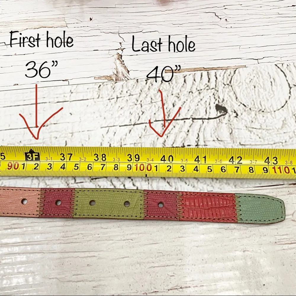 Fossil Genuine Leather Patchwork Belt L - Image 8