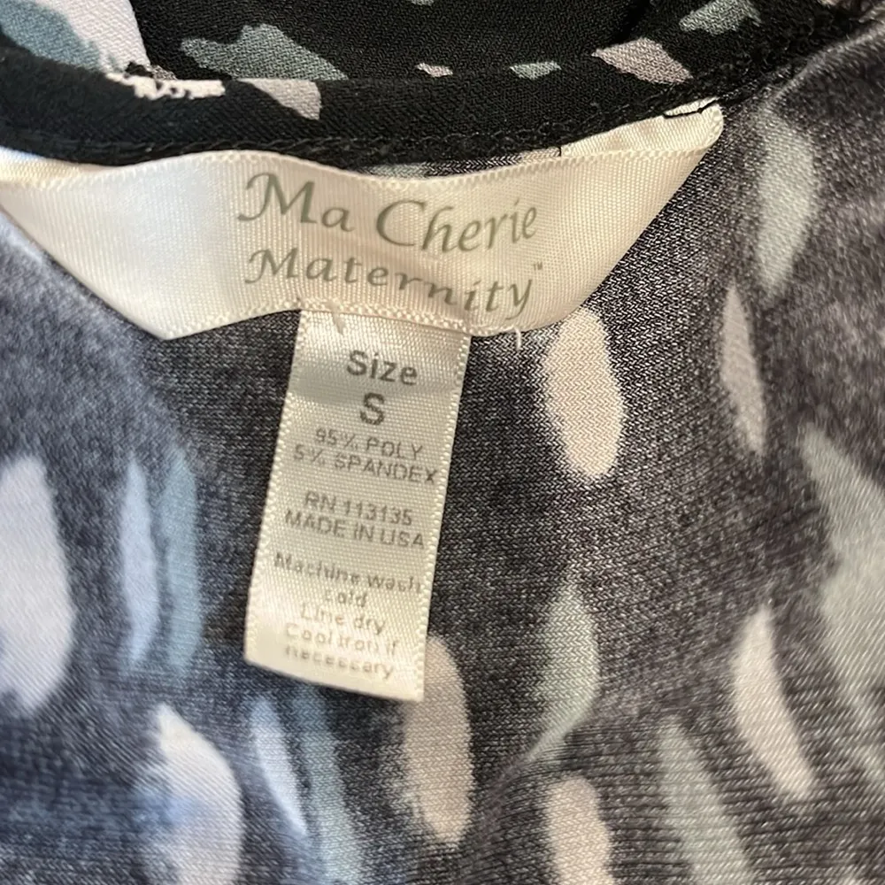 Ma Cherie Maternity Abstract 3/4 Sleeve Form Fitting Dress Sz S Made in USA Black - Image 8