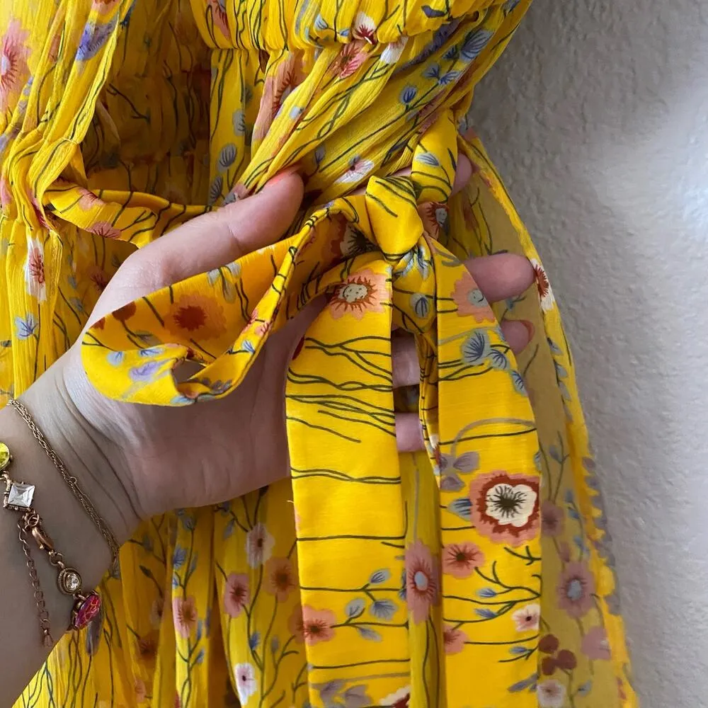 ALEXIS Edyta Floral One-Shoulder Dress yellow metallic Flowy - Image 9