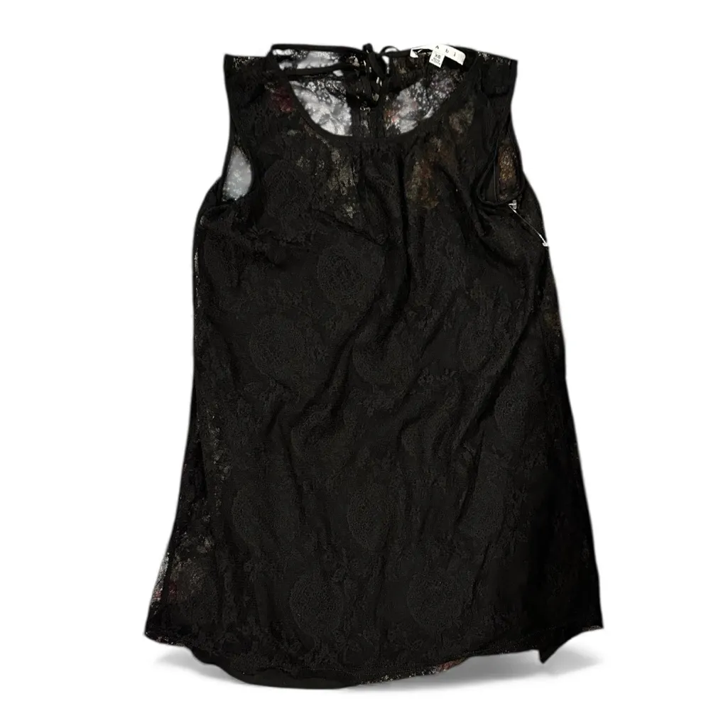 CAbi Black Lace Overlay Tank Date Night Sleeveless Stretchy Tunic Top XS 942 - Image 2