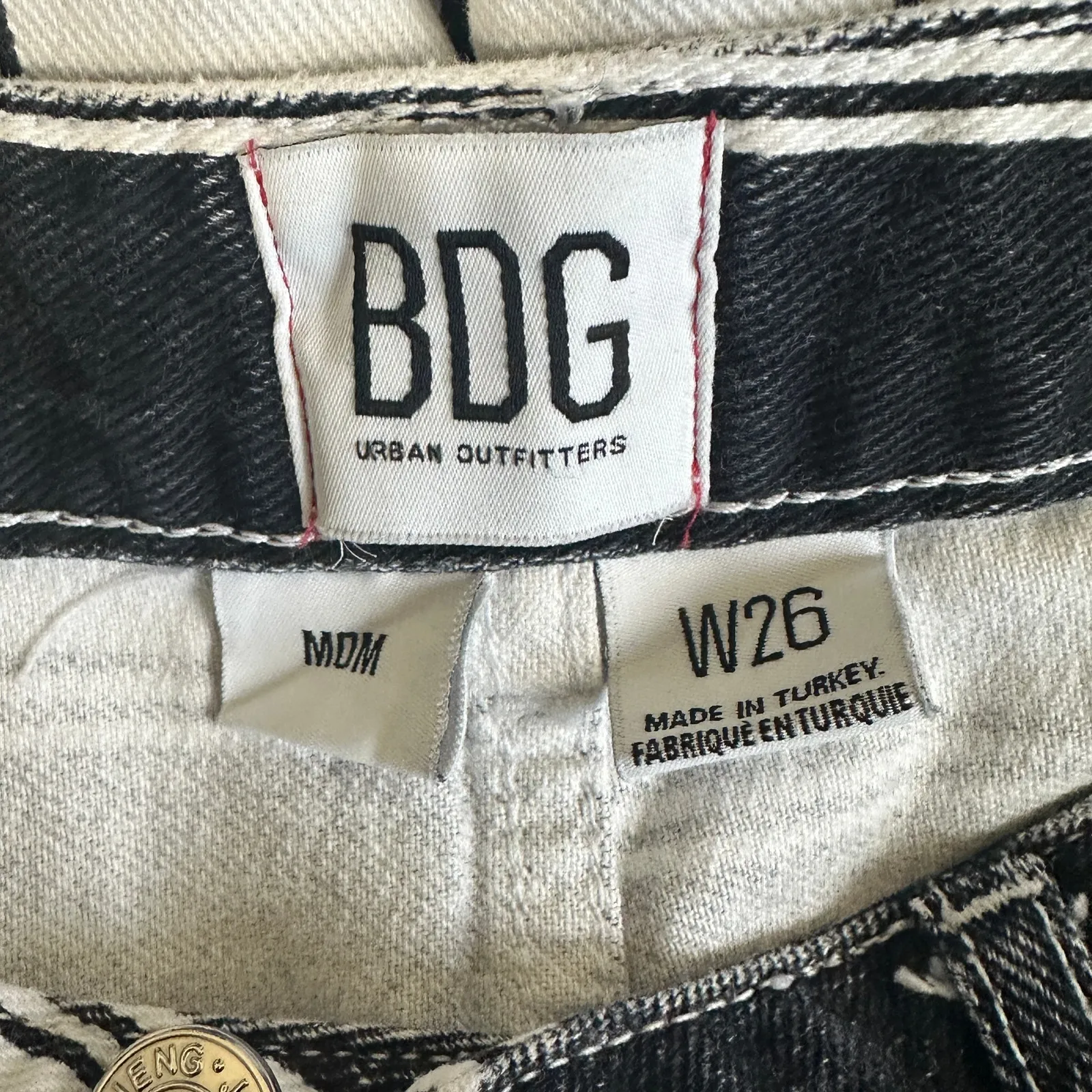 BDG Urban Outfitters Jeans Womens 26 Black White Striped High Rise 90s Retro - Image 6