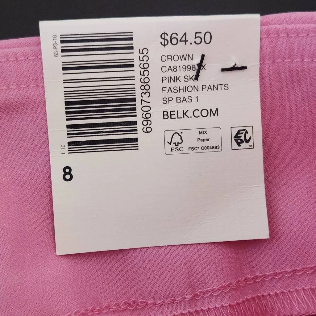 Crown & Ivy Pink Pull-on Ankle Pants NWT Size 8 Preppy Pink Pants - Image 8