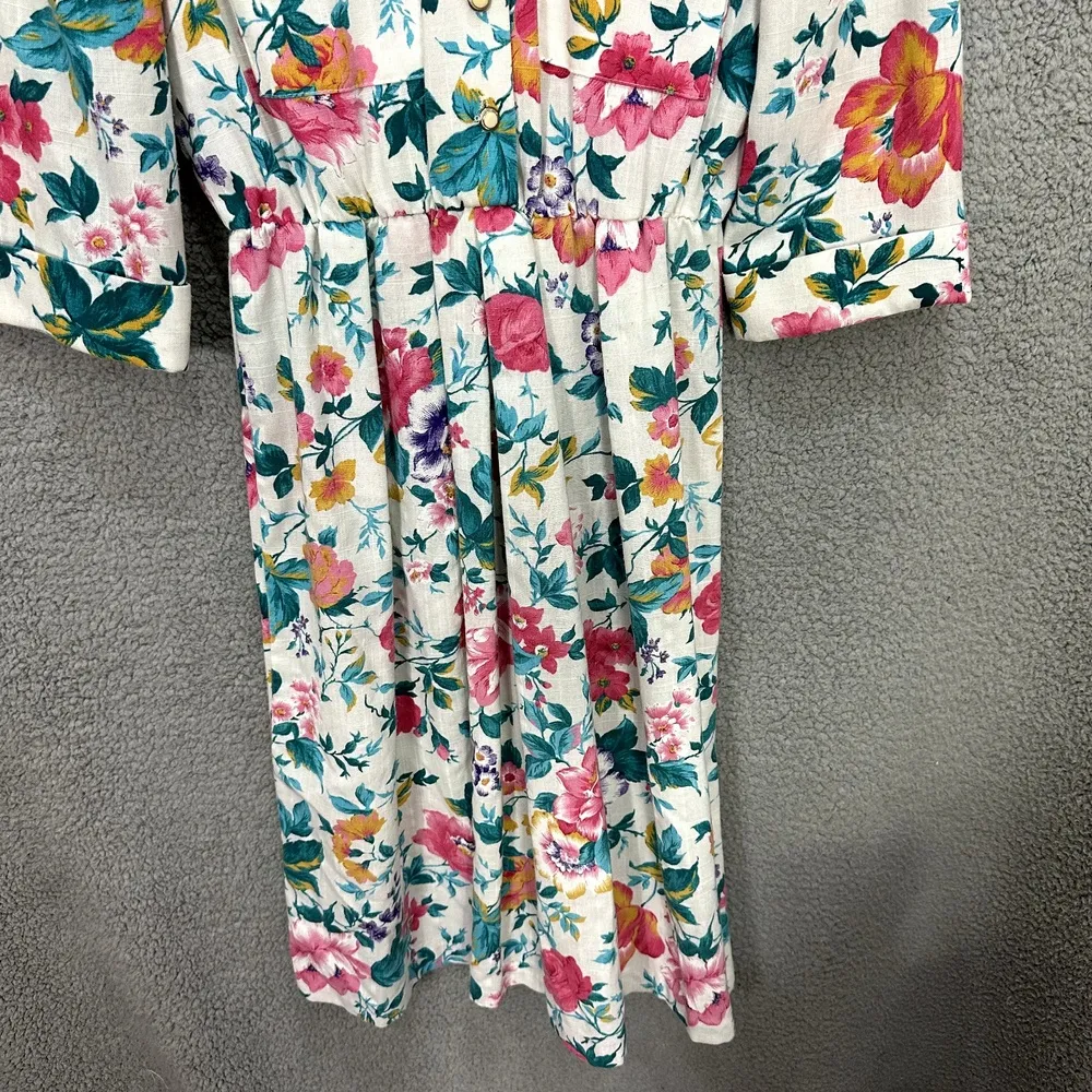 Breli II Floral Midi Dress 10‎ White Cottagecore Garden Party Vintage USA - Image 5