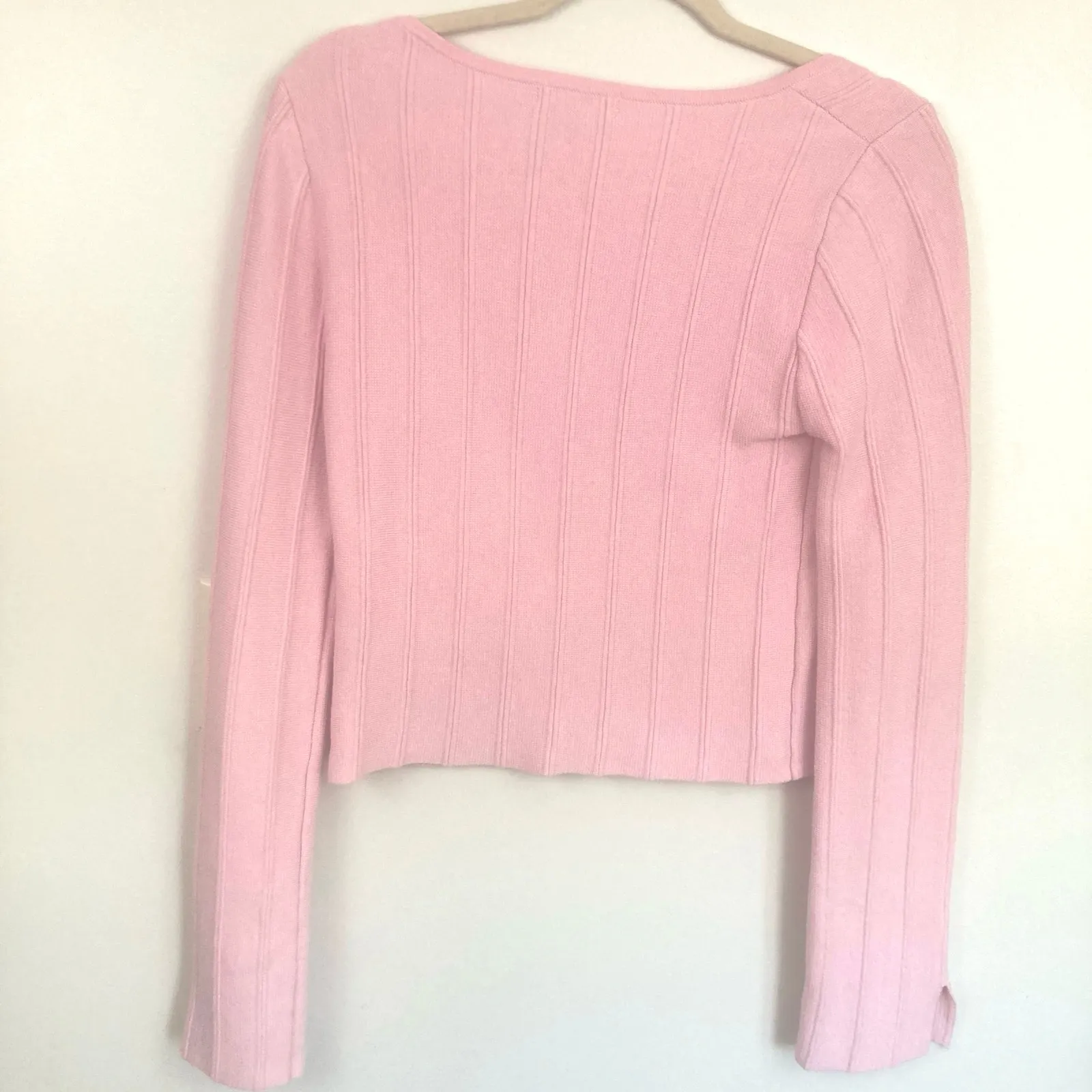 Sincerely Jules Womens M Pink Crop Keyhole Knit Sweater Y2K Coquette Soft Girl - Image 3