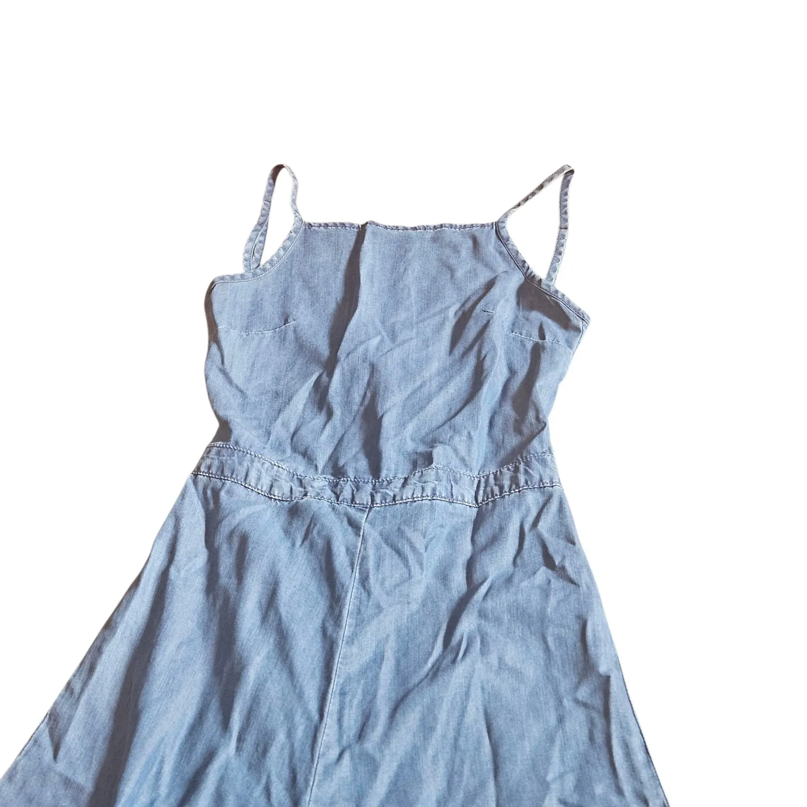 ASOS Denim Blue Spaghetti‎ Strap Wide Leg Jumpsuit UK 8 Casual - Image 5