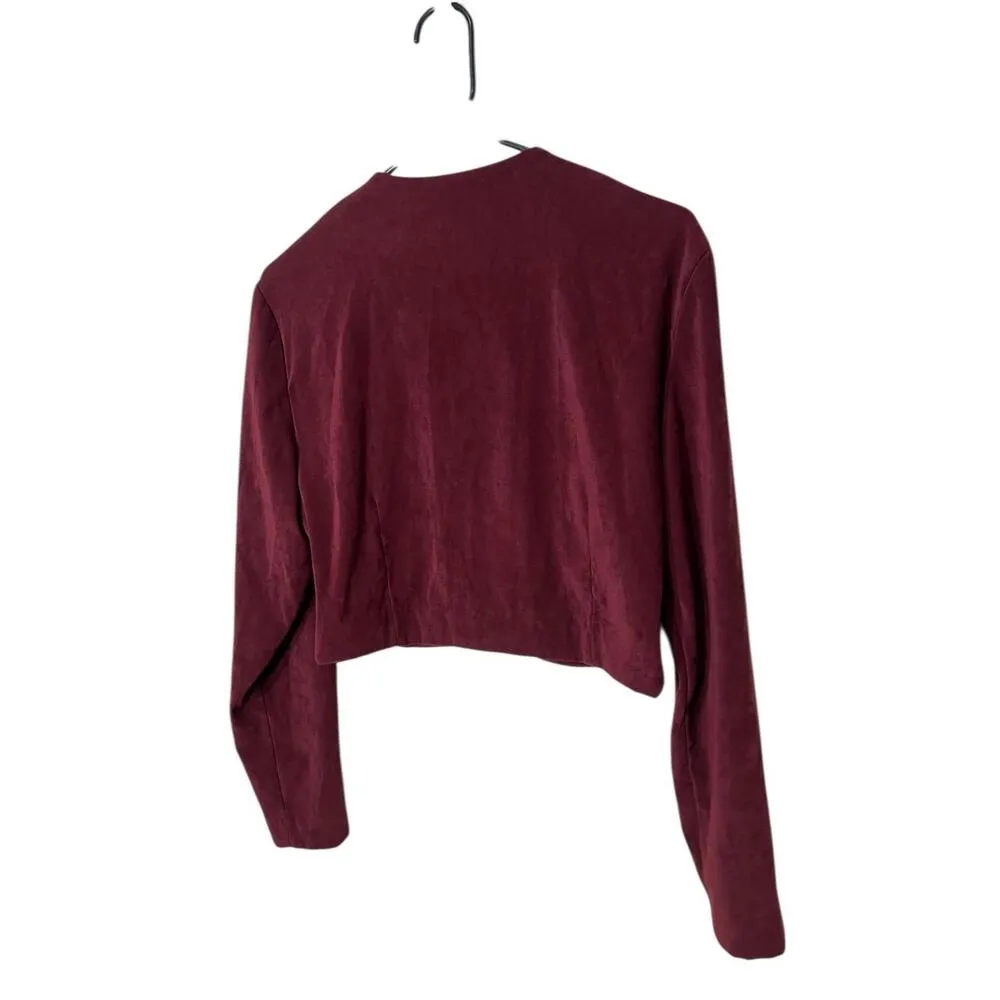 Vintage Dress Barn Burgundy Embroidered Trim Jacket 2 Piece 90s Midi Dress Set 8 - Image 11