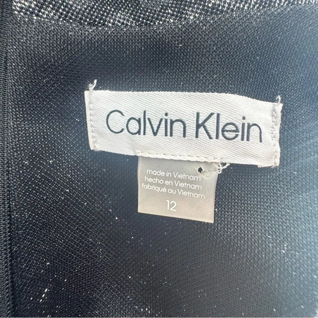 NWT CALVIN KLEIN Black Cheetah Animal Print Longsleeve Midi Sheath Dress Size 12 - Image 15