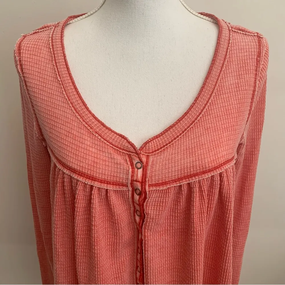 We The Free Kai Henley Waffle Knit Oversized Swing Top Size S - Image 3