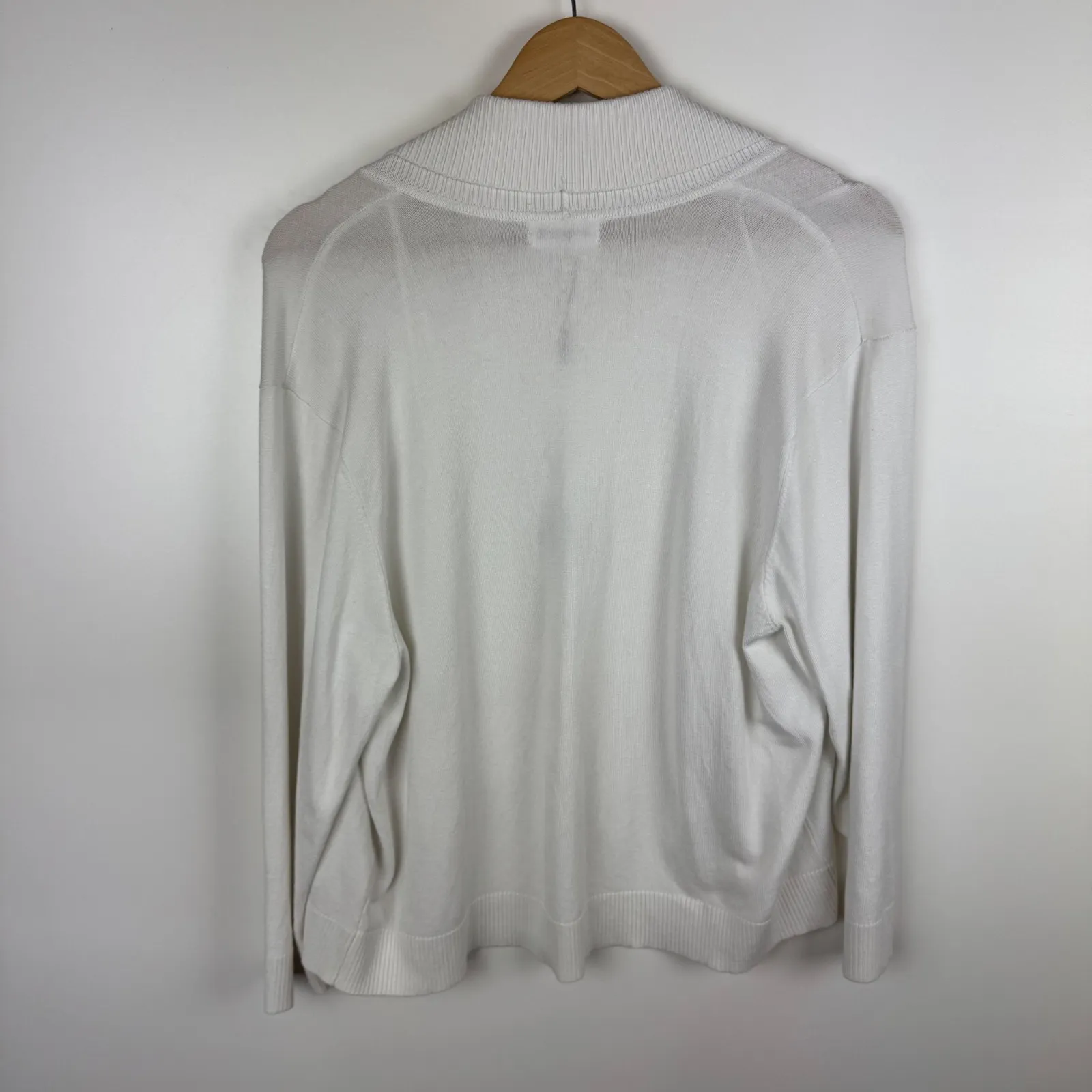 Calvin Klein Open Front Cardigan Women's XL White Ribbed Knit‎ Casual Office - Image 2