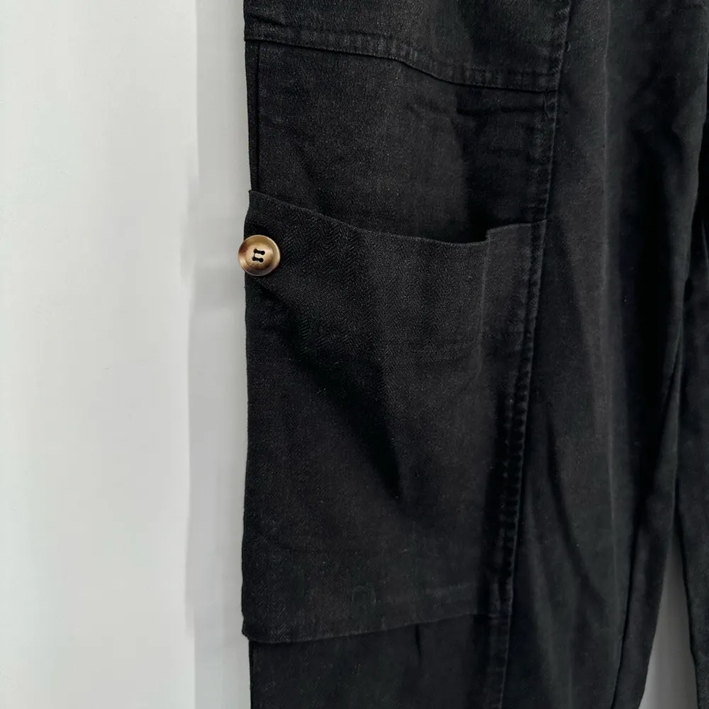 Heyson Black Mineral Wash Cargo Pants size 1X Elastic Waist Linen Cotton NWOT - Image 3
