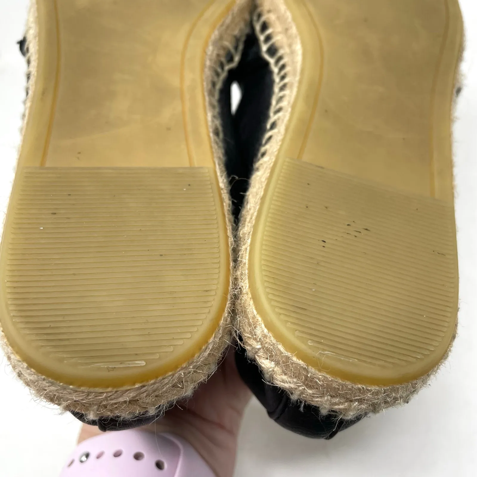 Tory Burch Everly Espadrille Waxed Woven Rope Crochet Shoes Black Leather 7 - Image 10