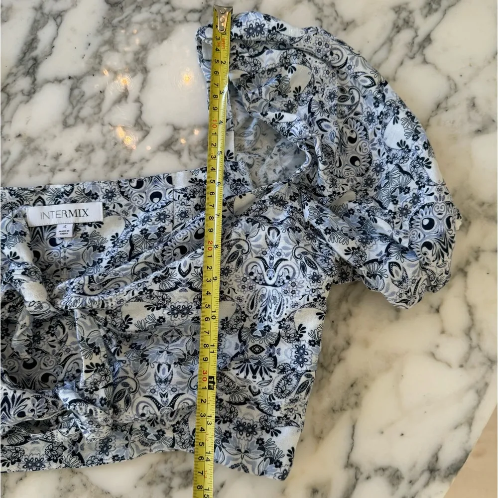NWOT INTERMIX Janella Knotted Linen-blend Crop Top In Multi Size 4 - Image 5