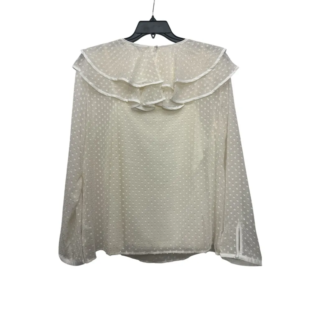 Vertigo Paris Long Sleeve Ruffle Neck Top Size XL Dot Accent Coquette NWT - Image 4